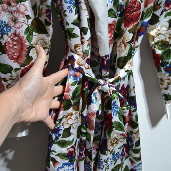 Vintage Sleep Club Floral Satin Robe Size Large - Picture 5 of 9